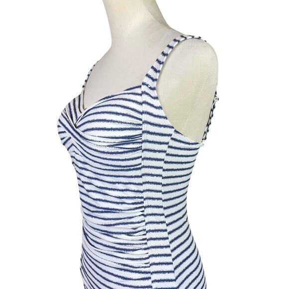 Nip Tuck Swim Blue & White Stripe Multi Fit Cup Ruched Bust One Piece Swimsuit - Picture 5 of 11